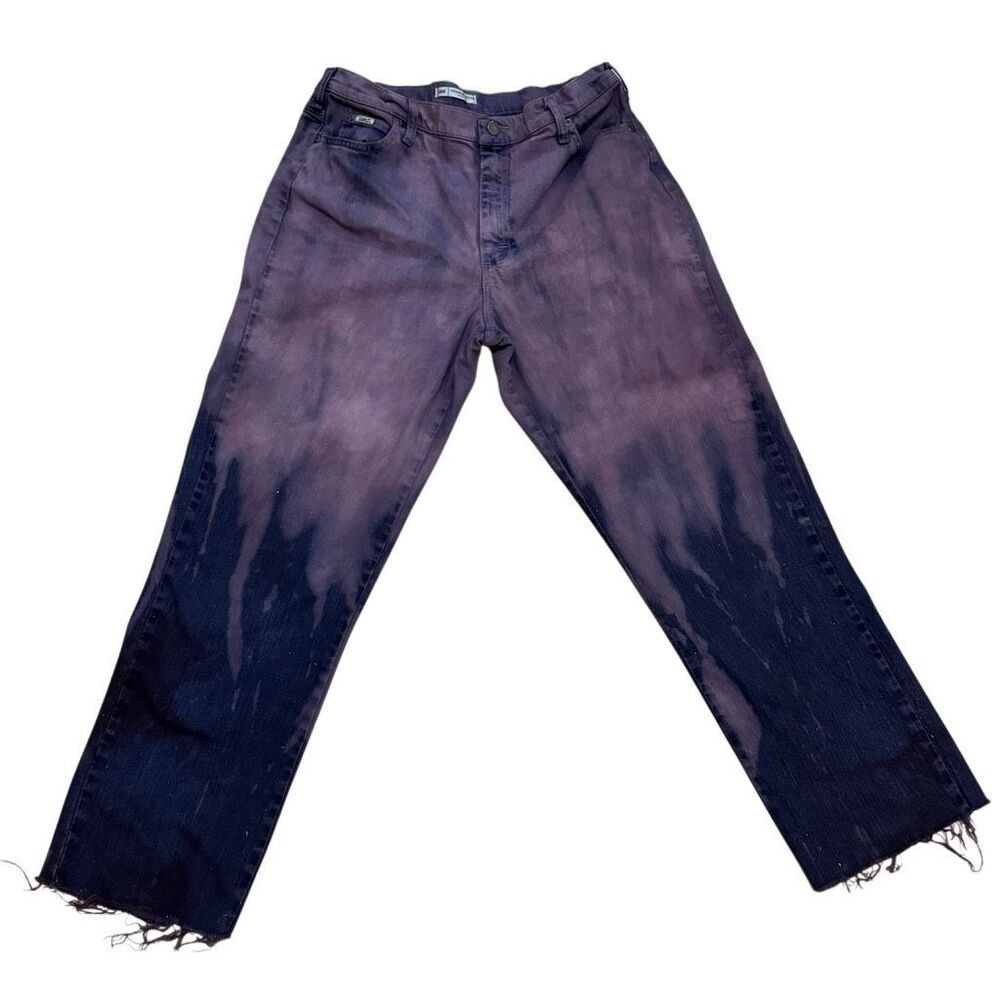 Vintage Y2K Lee Purple Drip Hand-Dyed Relaxed Straight Leg Jeans 14